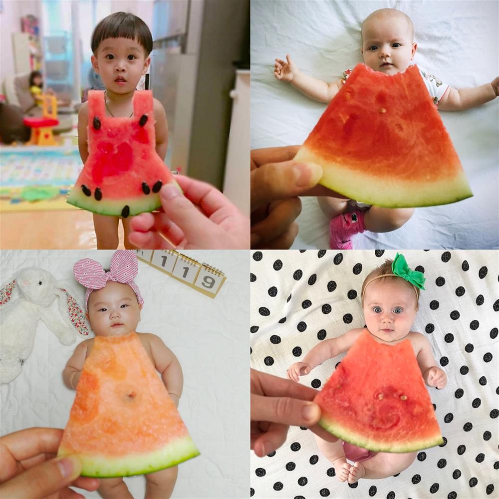 Watermelon on top of baby